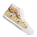 Vegan Fruits And Vegetables Print White High Top Shoes
