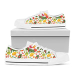 Vegan Fruits And Vegetables Print White Low Top Shoes