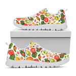Vegan Fruits And Vegetables Print White Sneakers