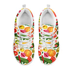 Vegan Fruits And Vegetables Print White Sneakers