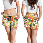 Vegan Fruits And Vegetables Print Women's Shorts