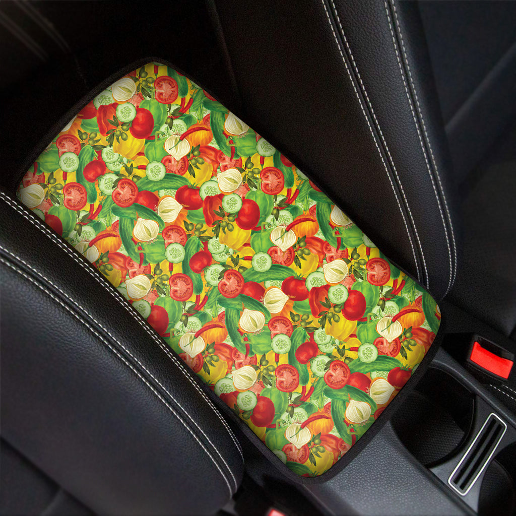 Vegan Pattern Print Car Center Console Cover