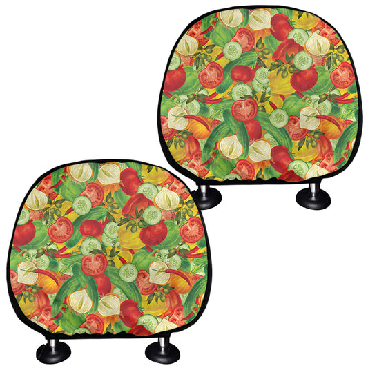 Vegan Pattern Print Car Headrest Covers