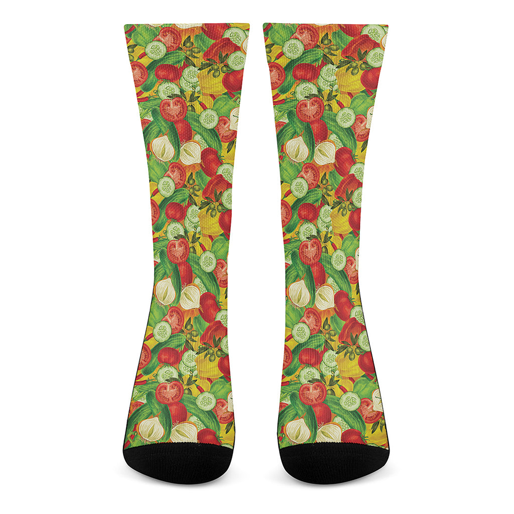 Vegan Pattern Print Crew Socks