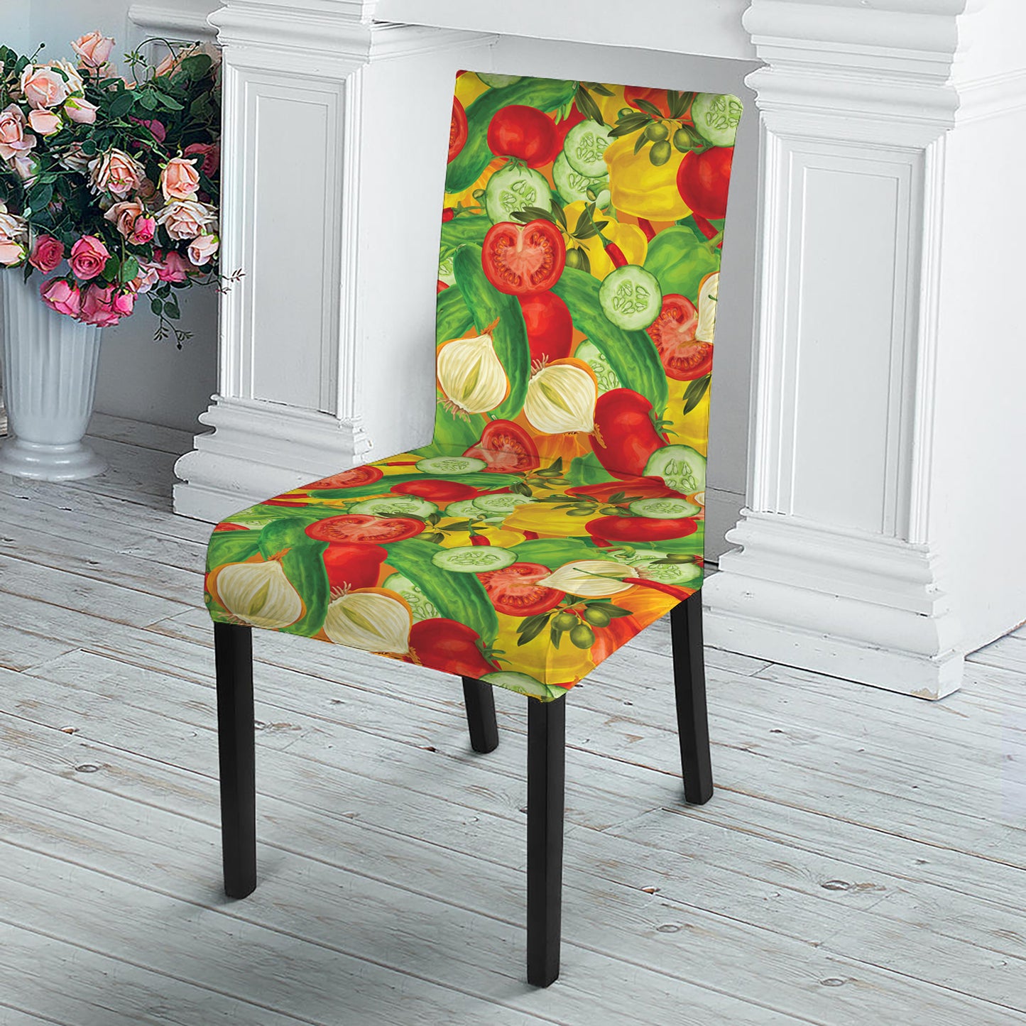 Vegan Pattern Print Dining Chair Slipcover