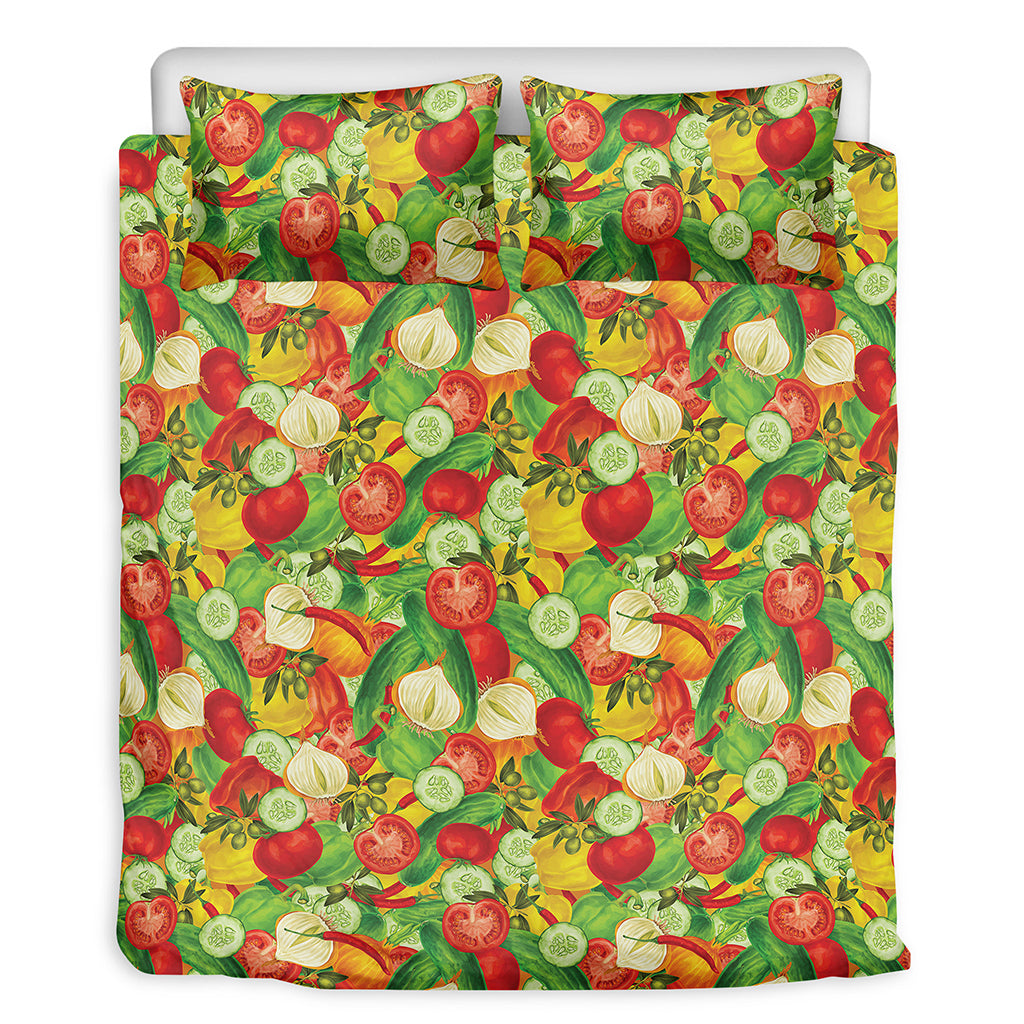 Vegan Pattern Print Duvet Cover Bedding Set