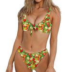 Vegan Pattern Print Front Bow Tie Bikini