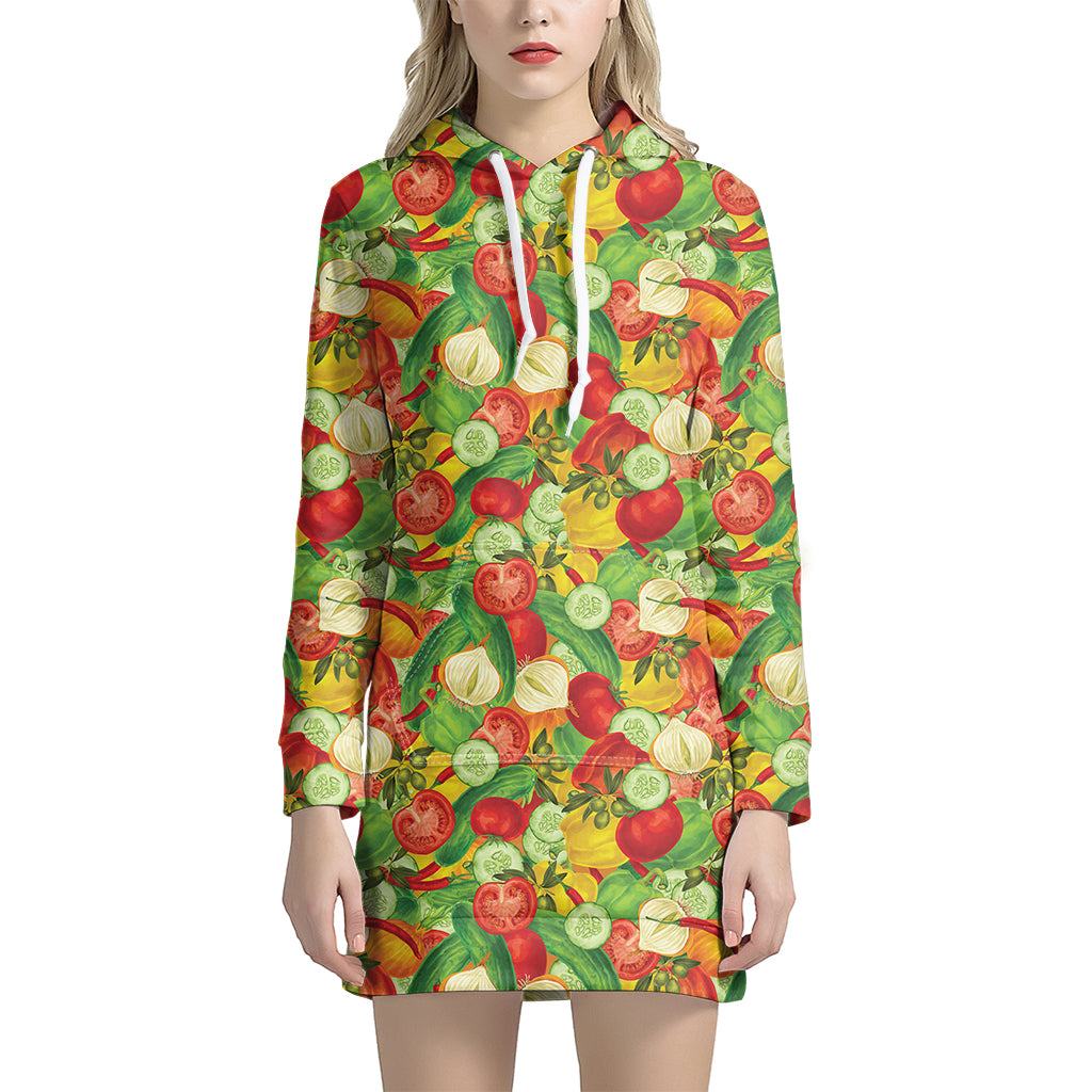 Vegan Pattern Print Hoodie Dress