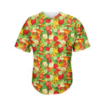 Vegan Pattern Print Men's Baseball Jersey