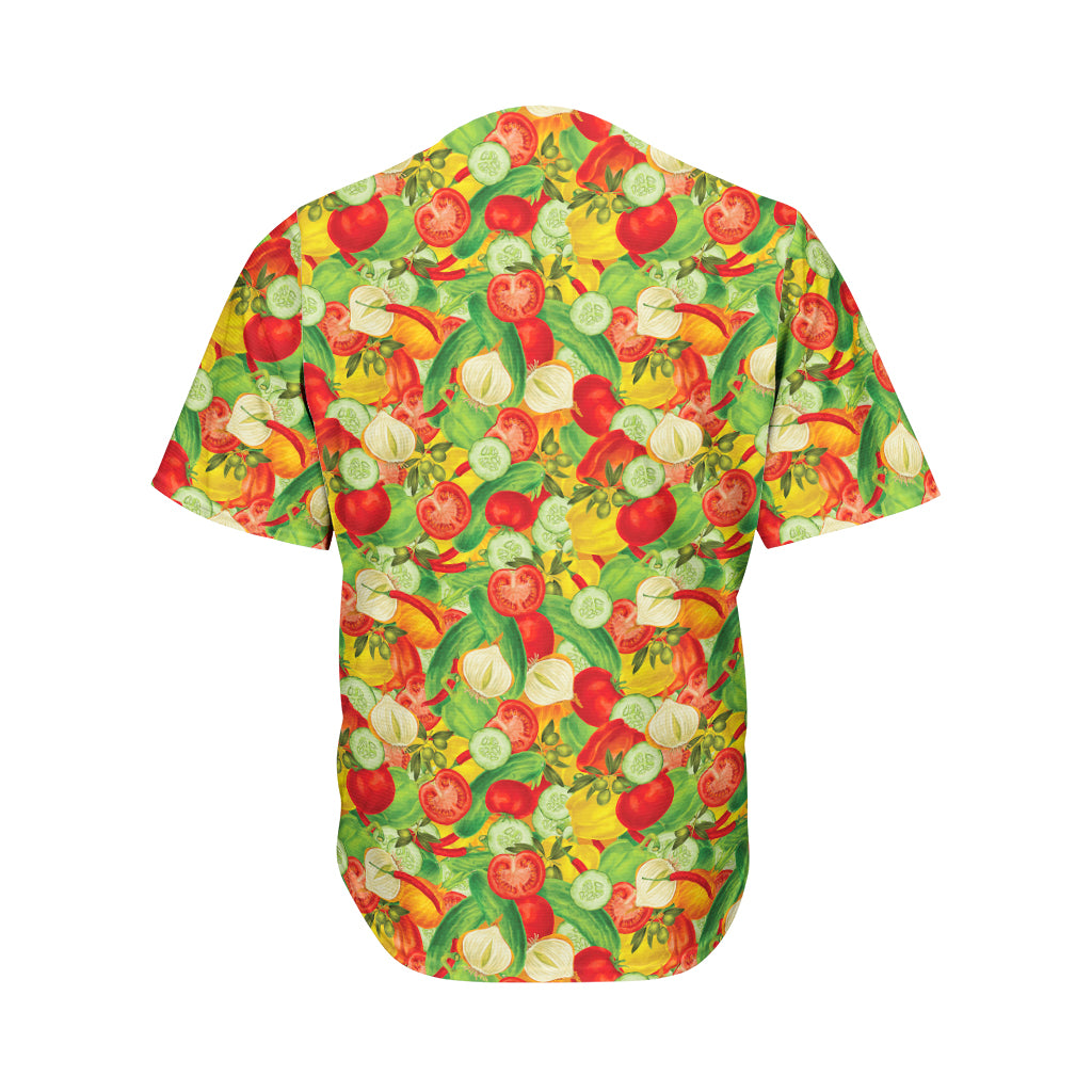 Vegan Pattern Print Men's Baseball Jersey