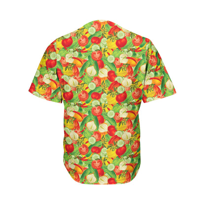 Vegan Pattern Print Men's Baseball Jersey