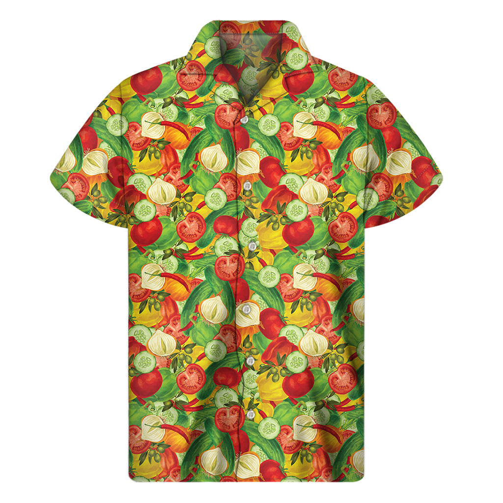 Vegan Pattern Print Men's Short Sleeve Shirt