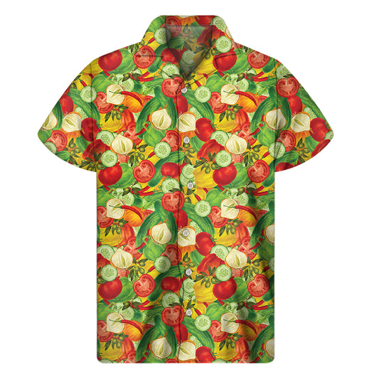Vegan Pattern Print Men's Short Sleeve Shirt