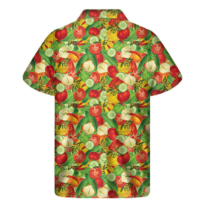 Vegan Pattern Print Men's Short Sleeve Shirt