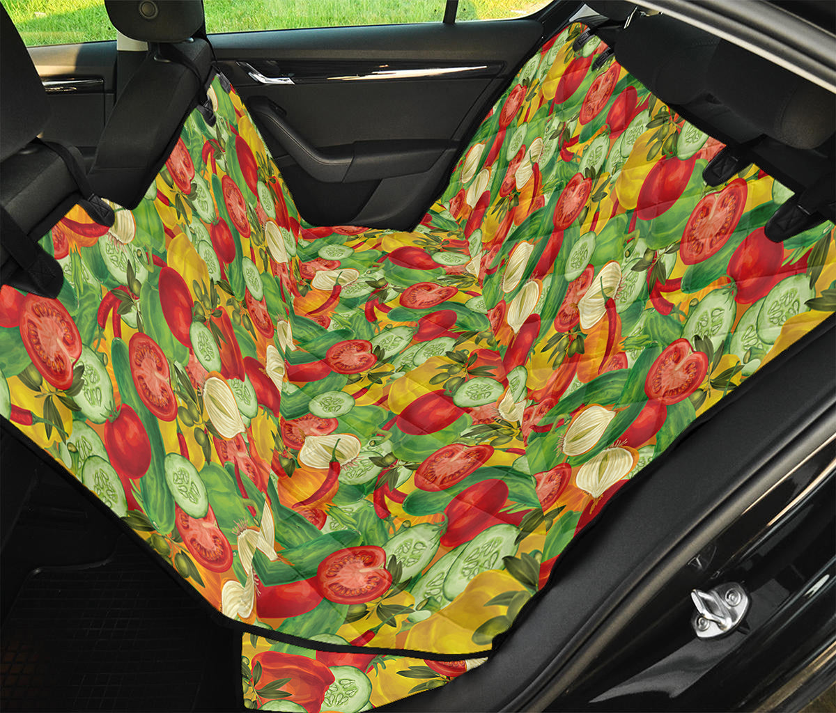 Vegan Pattern Print Pet Car Back Seat Cover