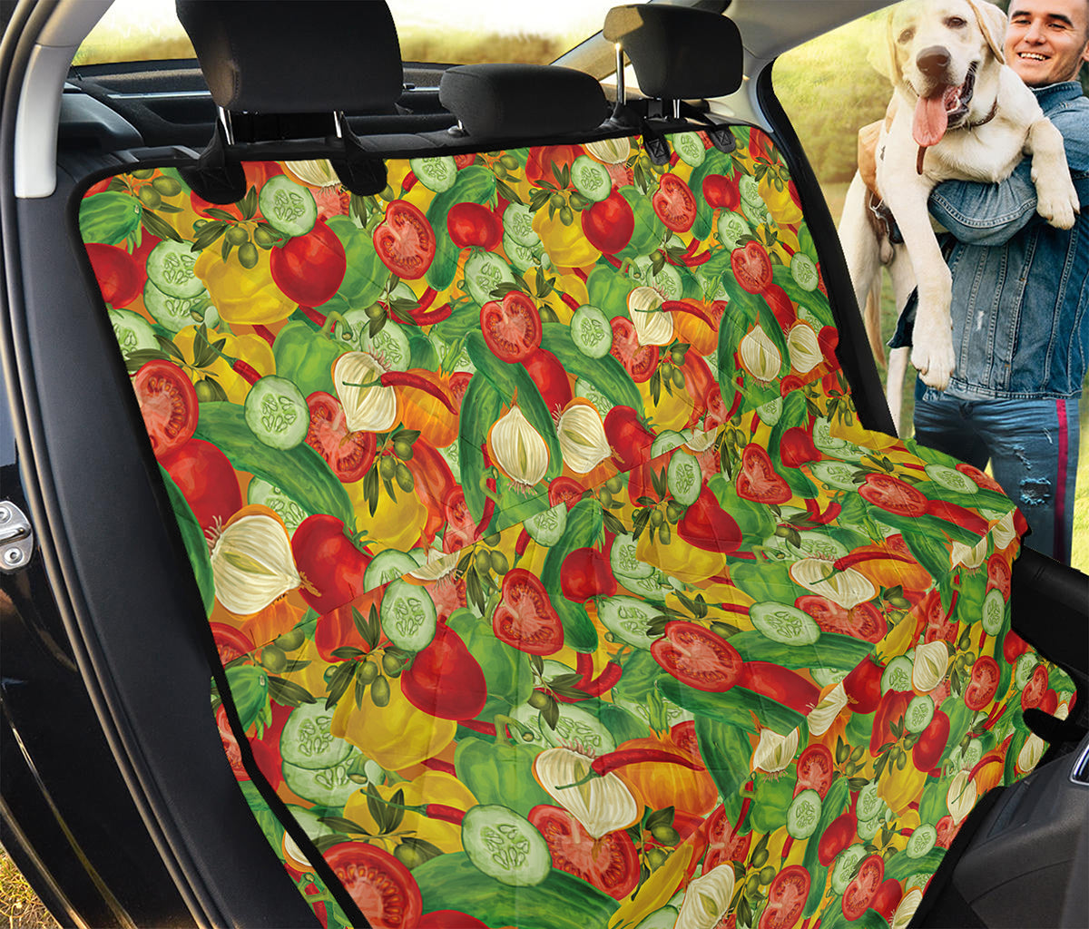 Vegan Pattern Print Pet Car Back Seat Cover