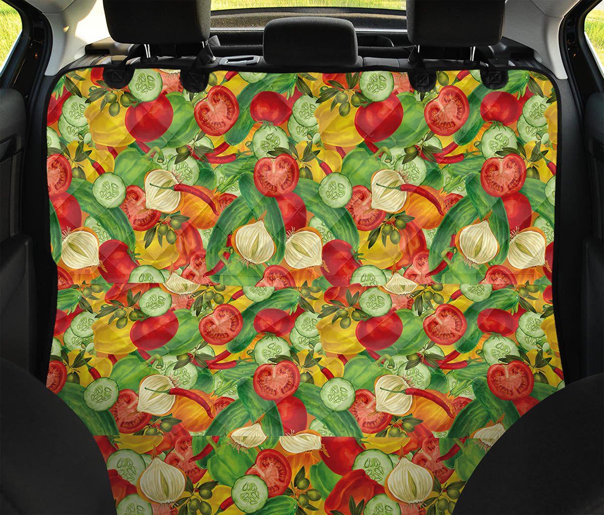 Vegan Pattern Print Pet Car Back Seat Cover