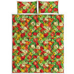 Vegan Pattern Print Quilt Bed Set