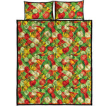 Vegan Pattern Print Quilt Bed Set