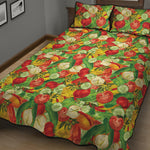 Vegan Pattern Print Quilt Bed Set