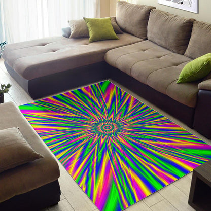 Vibrant Psychedelic Optical Illusion Area Rug GearFrost