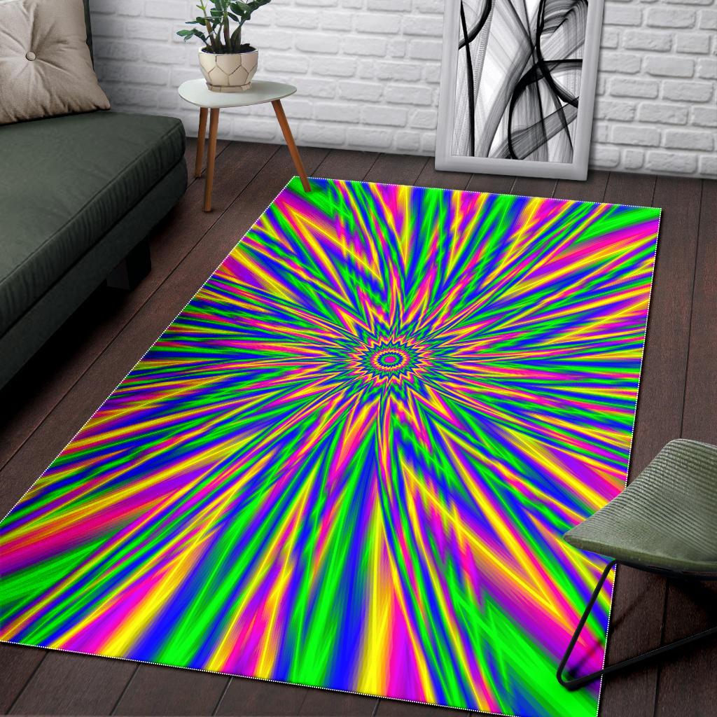 Vibrant Psychedelic Optical Illusion Area Rug GearFrost