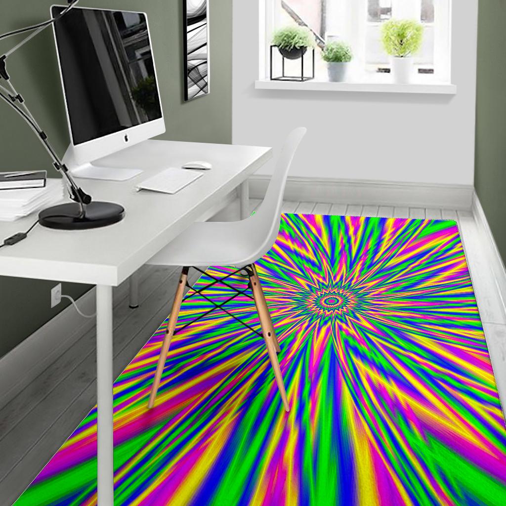 Vibrant Psychedelic Optical Illusion Area Rug GearFrost