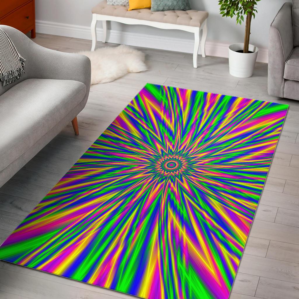 Vibrant Psychedelic Optical Illusion Area Rug GearFrost