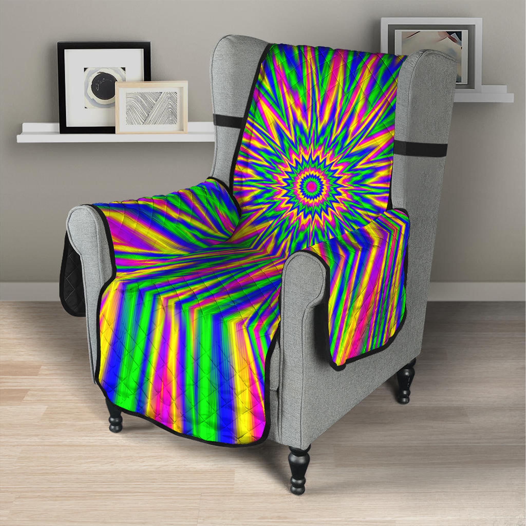 Vibrant Psychedelic Optical Illusion Armchair Protector