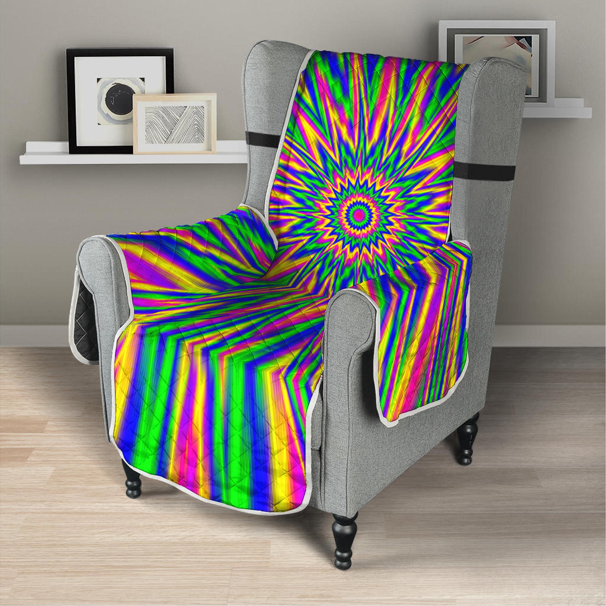 Vibrant Psychedelic Optical Illusion Armchair Protector