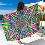Vibrant Psychedelic Optical Illusion Beach Sarong Wrap