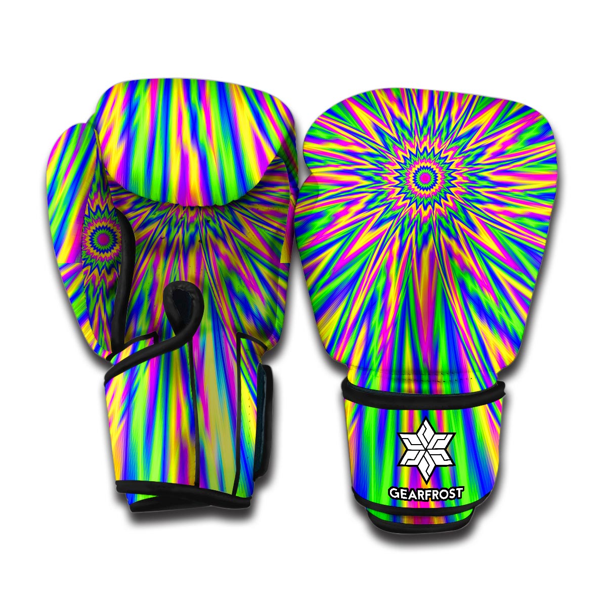 Vibrant Psychedelic Optical Illusion Boxing Gloves