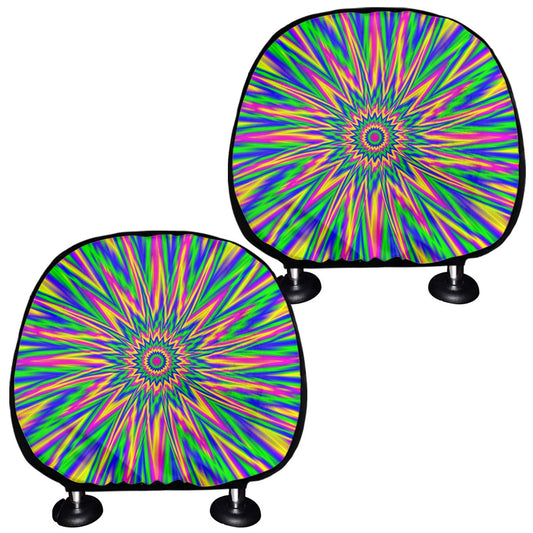 Vibrant Psychedelic Optical Illusion Car Headrest Covers