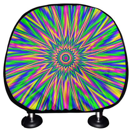 Vibrant Psychedelic Optical Illusion Car Headrest Covers