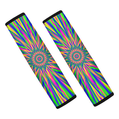 Vibrant Psychedelic Optical Illusion Car Seat Belt Covers