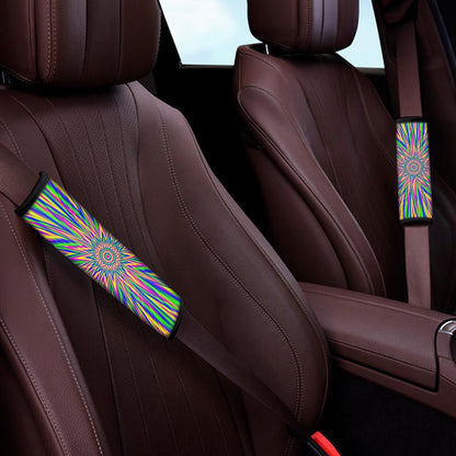 Vibrant Psychedelic Optical Illusion Car Seat Belt Covers