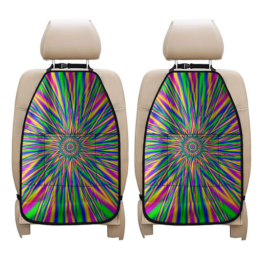 Vibrant Psychedelic Optical Illusion Car Seat Organizers