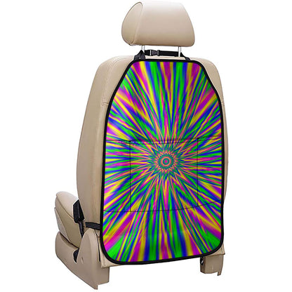 Vibrant Psychedelic Optical Illusion Car Seat Organizers