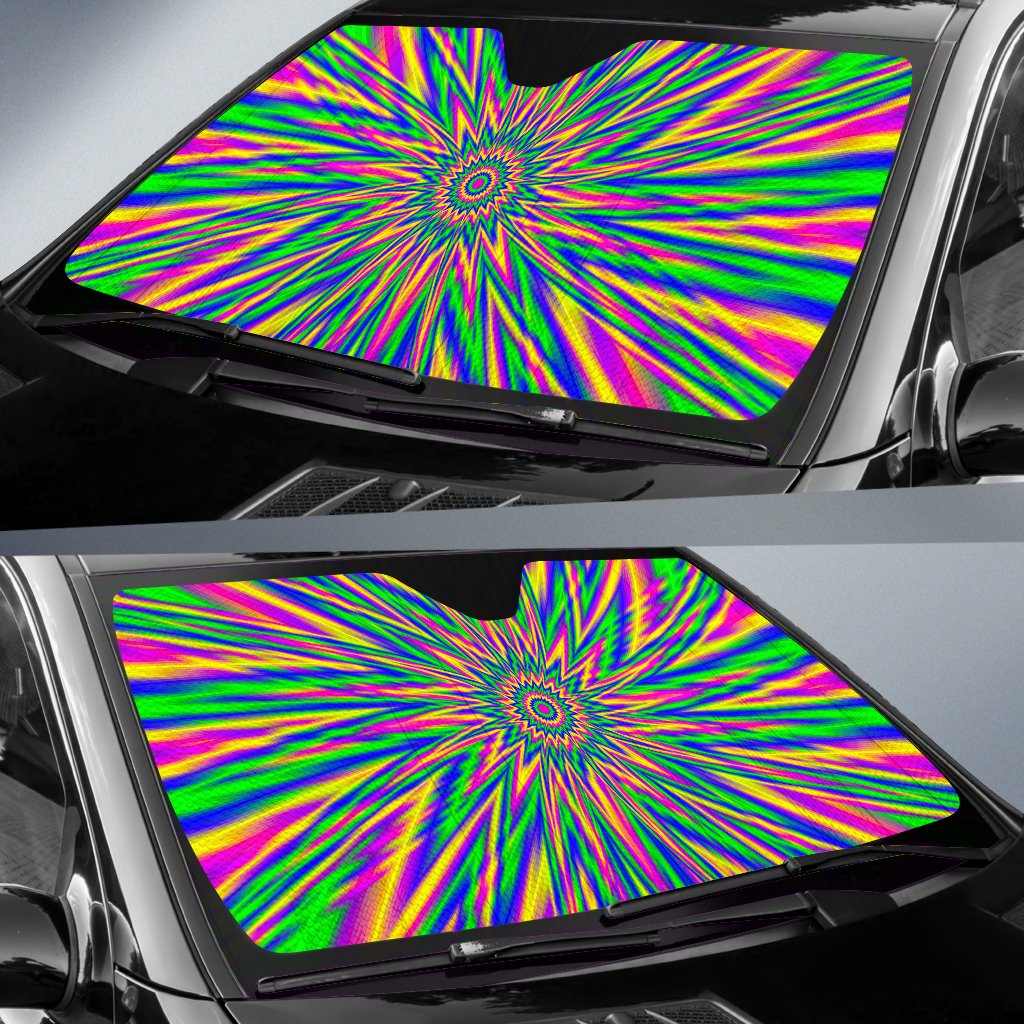 Vibrant Psychedelic Optical Illusion Car Sun Shade GearFrost