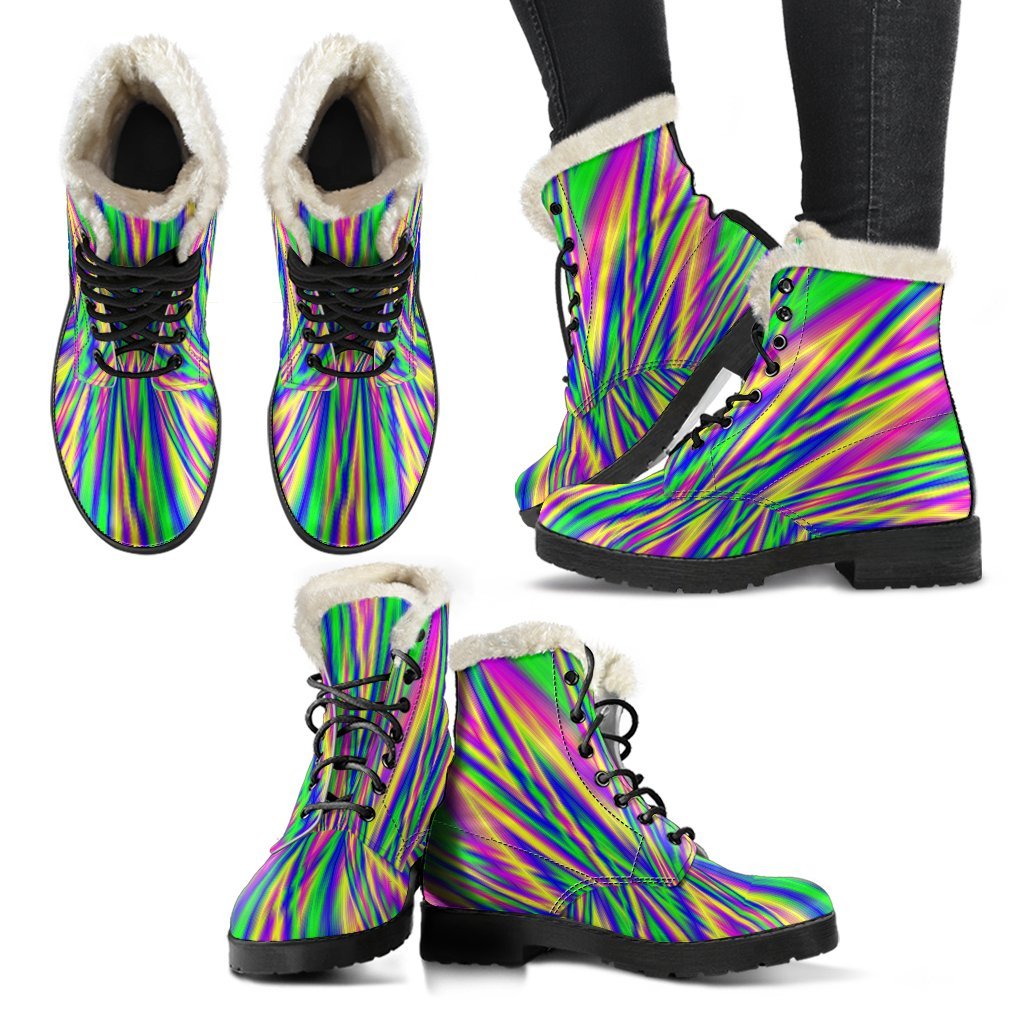Vibrant Psychedelic Optical Illusion Comfy Boots GearFrost
