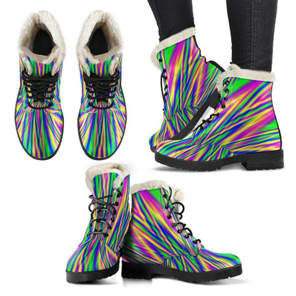 Vibrant Psychedelic Optical Illusion Comfy Boots GearFrost