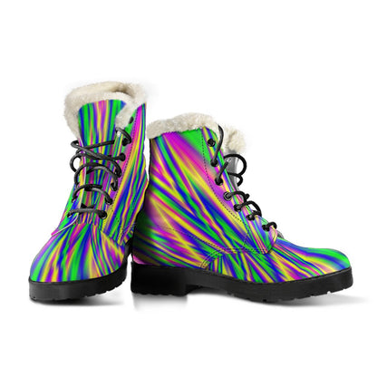 Vibrant Psychedelic Optical Illusion Comfy Boots GearFrost