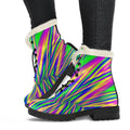 Vibrant Psychedelic Optical Illusion Faux Fur Leather Boots