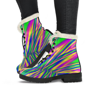 Vibrant Psychedelic Optical Illusion Comfy Boots GearFrost