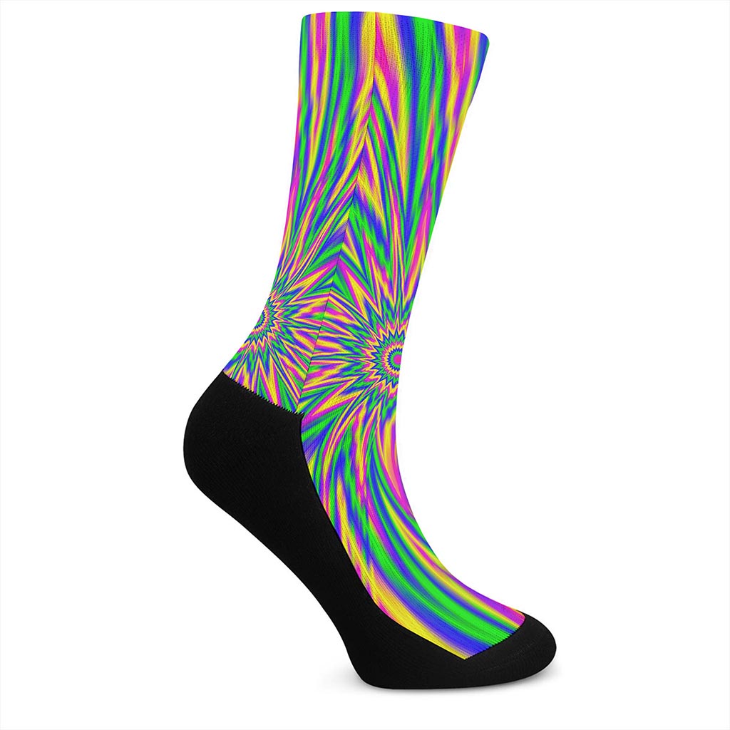 Vibrant Psychedelic Optical Illusion Crew Socks