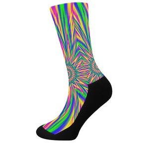 Vibrant Psychedelic Optical Illusion Crew Socks