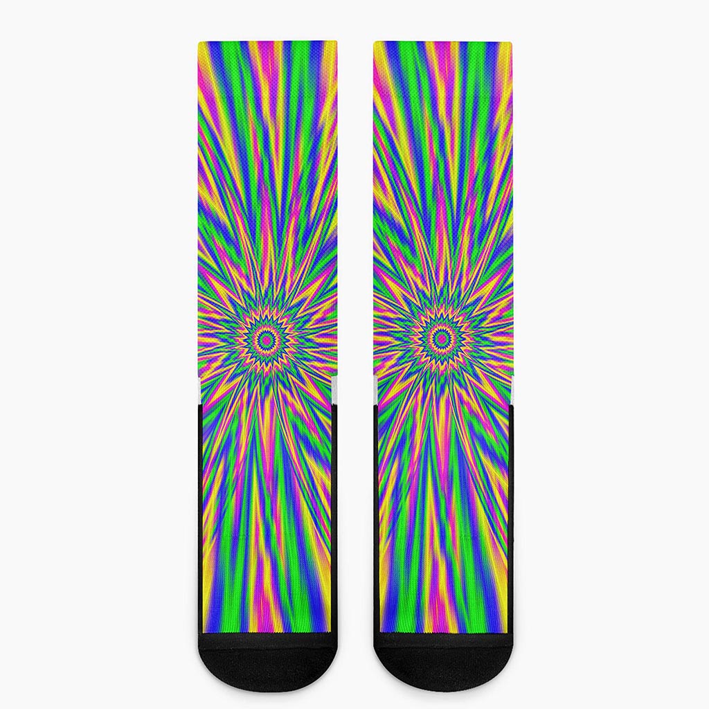 Vibrant Psychedelic Optical Illusion Crew Socks