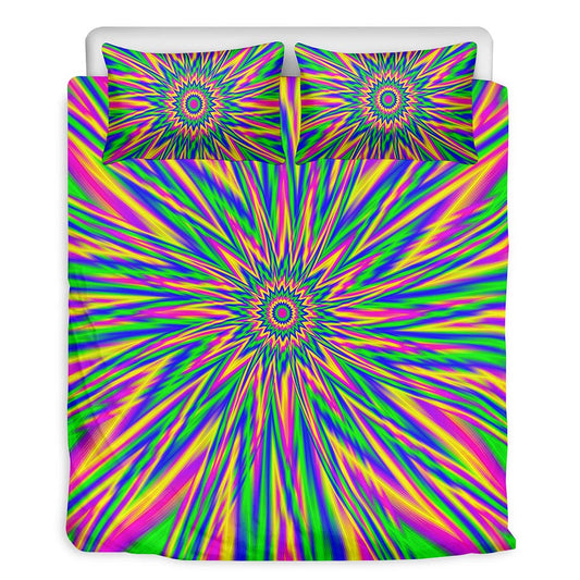Vibrant Psychedelic Optical Illusion Duvet Cover Bedding Set