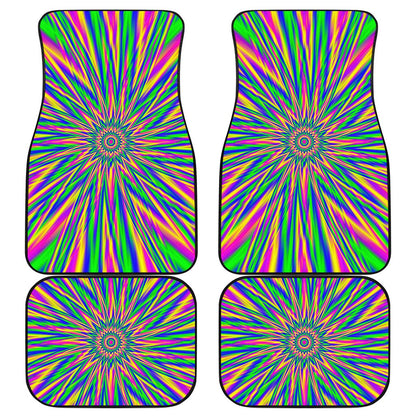 Vibrant Psychedelic Optical Illusion Front and Back Car Floor Mats