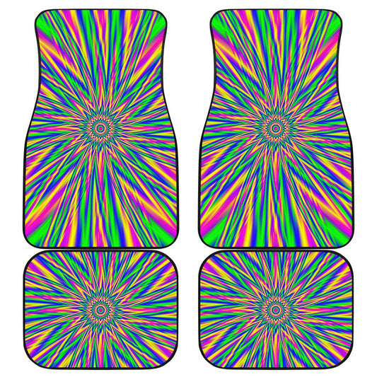 Vibrant Psychedelic Optical Illusion Front and Back Car Floor Mats